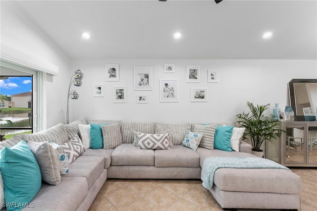 view of tiled living room