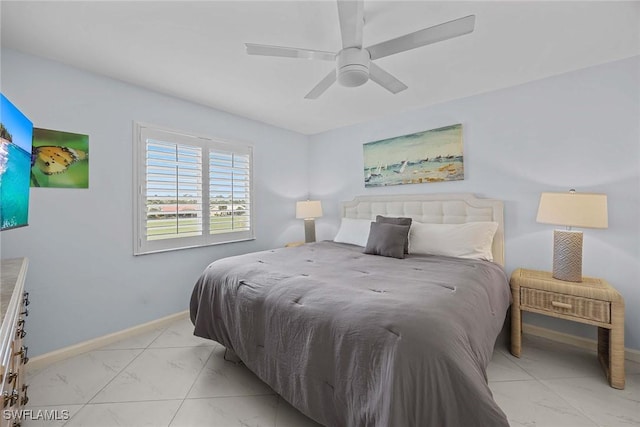 bedroom featuring ceiling fan