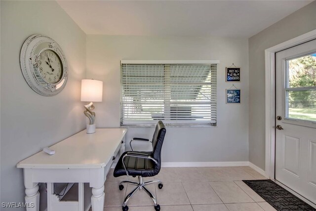 office area featuring light tile patterned floors