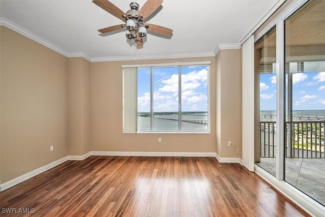 spare room with crown molding, baseboards, and a healthy amount of sunlight