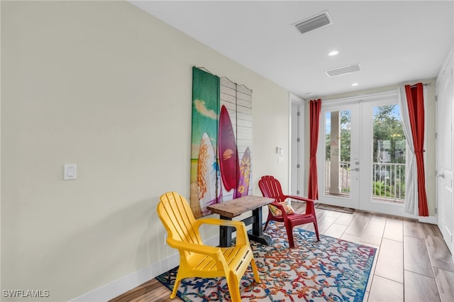 sitting room with french doors