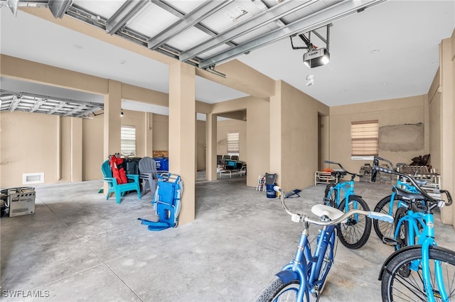 garage with a garage door opener