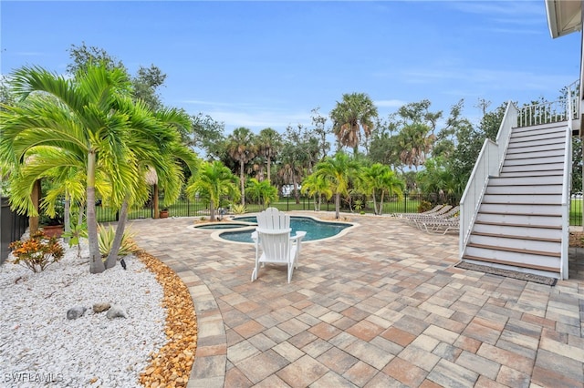 view of swimming pool with a patio