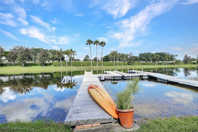 view of dock featuring a water view