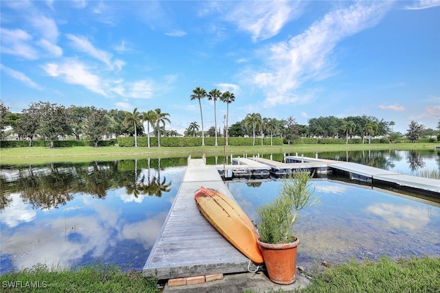 8776 Hideaway Harbor Ct, Naples, FL 34120 - dock area featuring a water view and view of wooded area