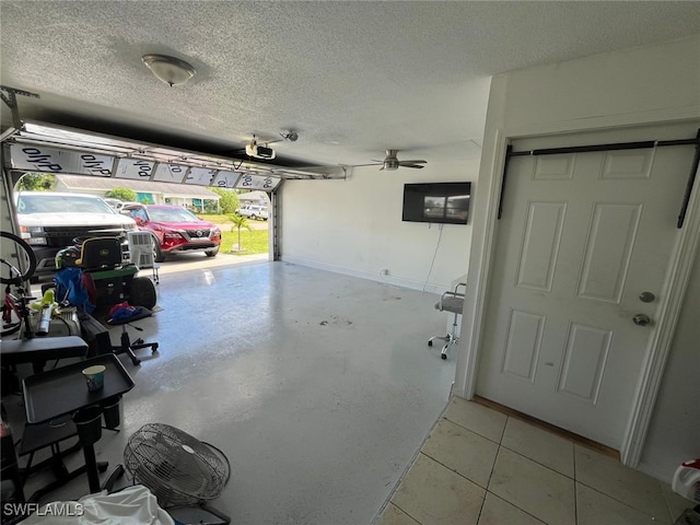 garage with ceiling fan