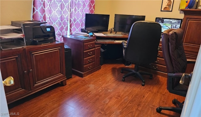 office area featuring hardwood / wood-style flooring