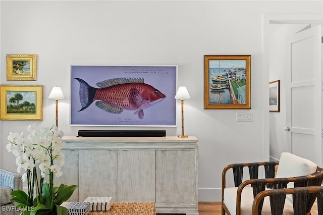 living area with light wood-type flooring