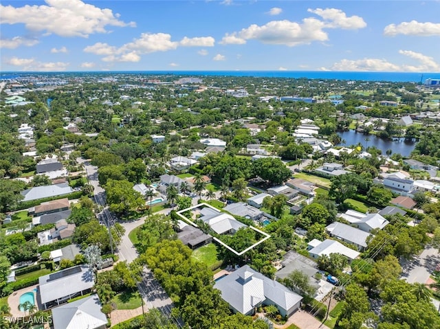 bird's eye view featuring a water view