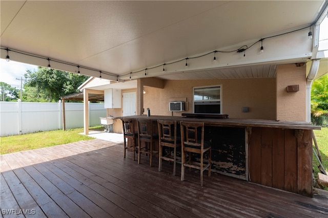 wooden terrace with exterior bar