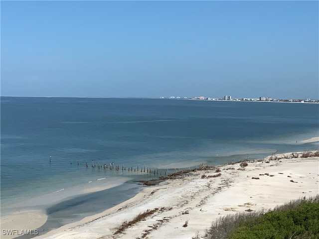 view of water feature with a view of the beach