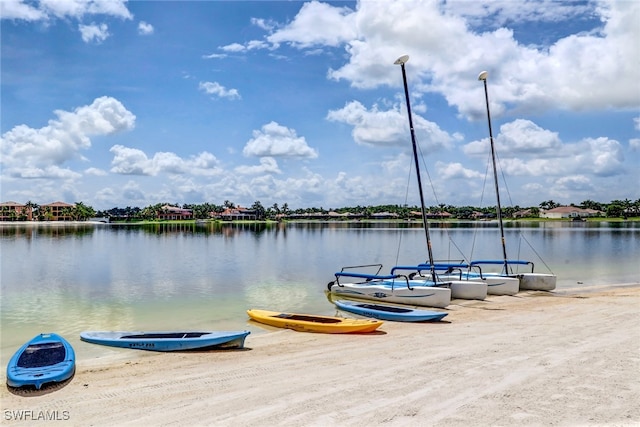 dock area featuring a water view