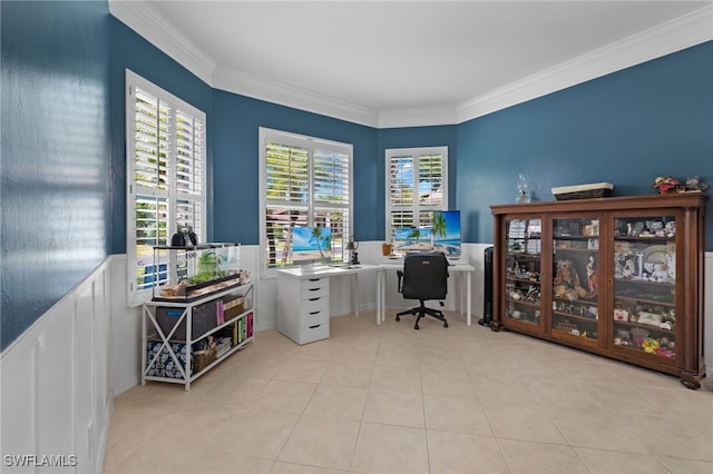 12569 Stone Tower Loop, Fort Myers, FL 33913 - home office with crown molding and tile patterned flooring