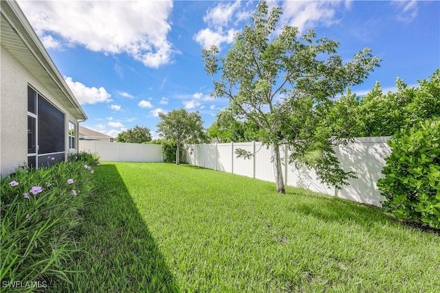 view of yard featuring a fenced backyard