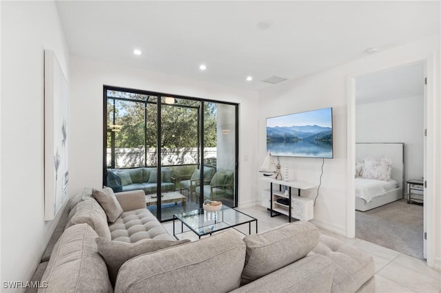 view of tiled living room