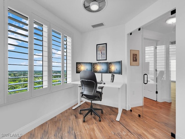 office area featuring wood-type flooring