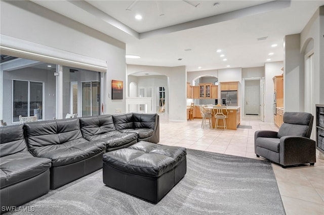 view of tiled living room