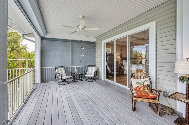 deck featuring ceiling fan