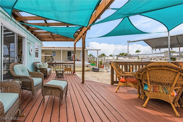 deck with an outdoor living space