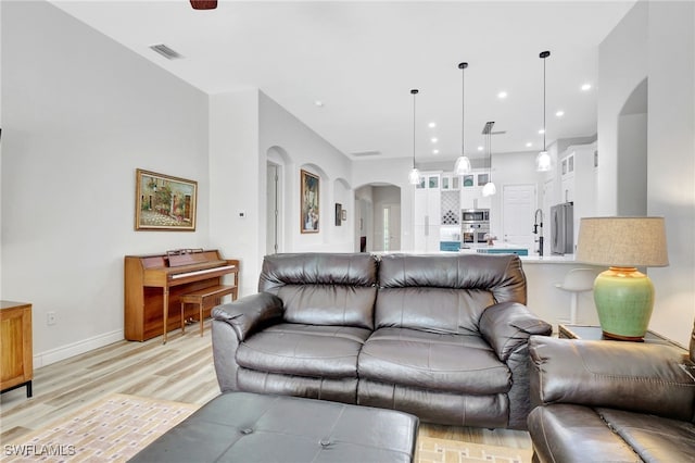 living room featuring light hardwood / wood-style floors