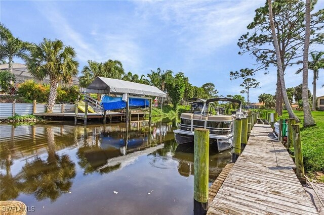 view of dock featuring a water view