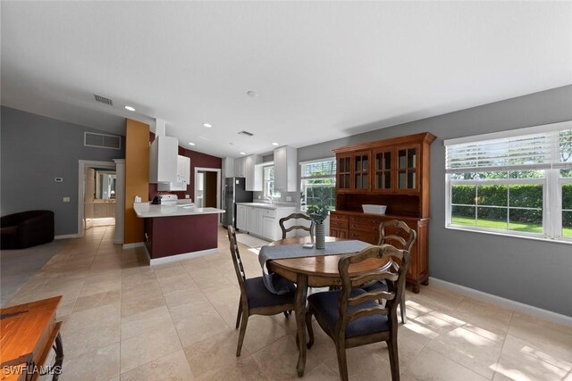 view of tiled dining space