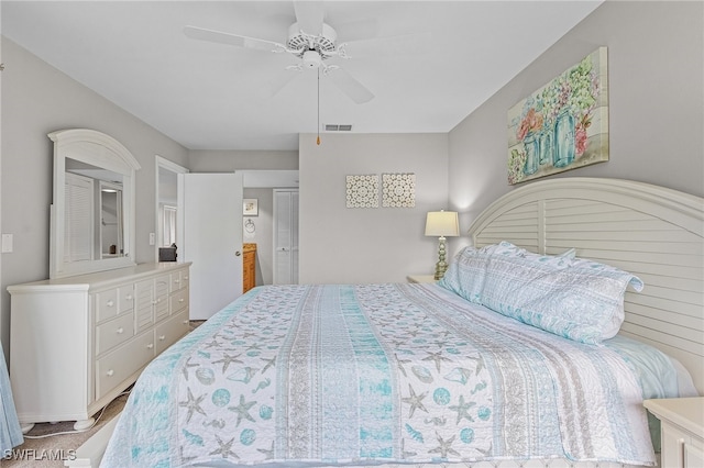 bedroom featuring ceiling fan