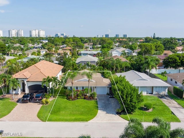 drone / aerial view with a residential view