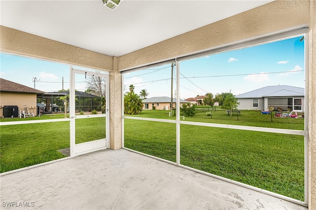 view of unfurnished sunroom