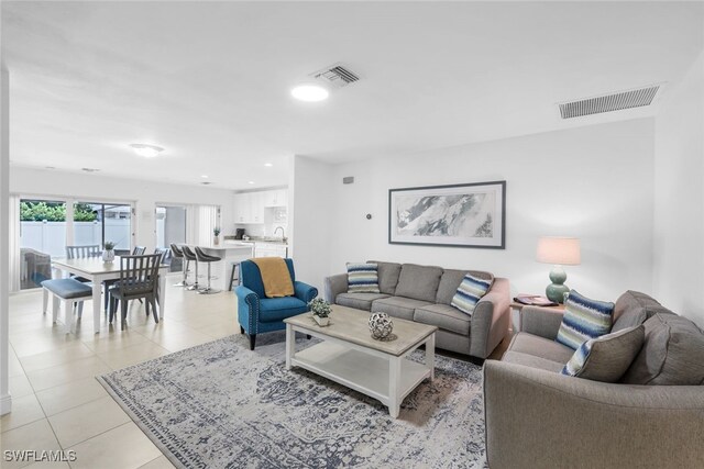 view of tiled living room