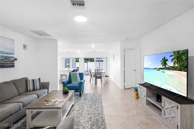 view of tiled living room