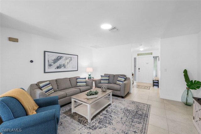 view of tiled living room