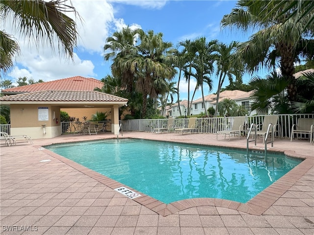 view of pool featuring a patio area