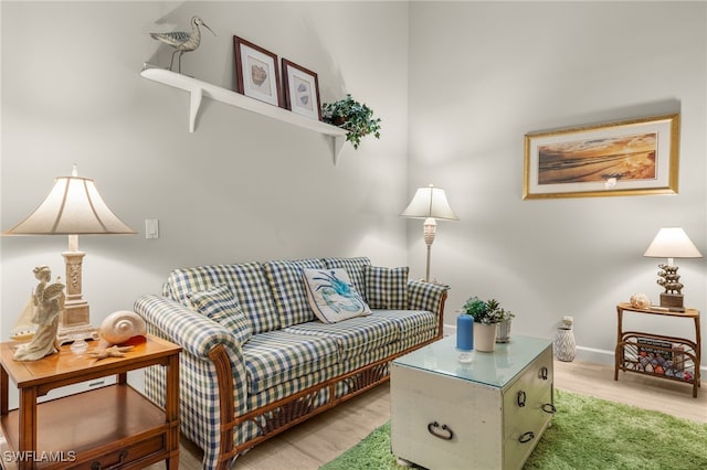 living room with light hardwood / wood-style flooring