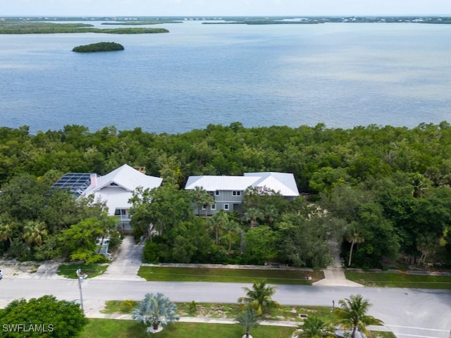 bird's eye view featuring a water view