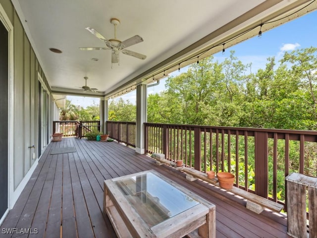 deck featuring a ceiling fan