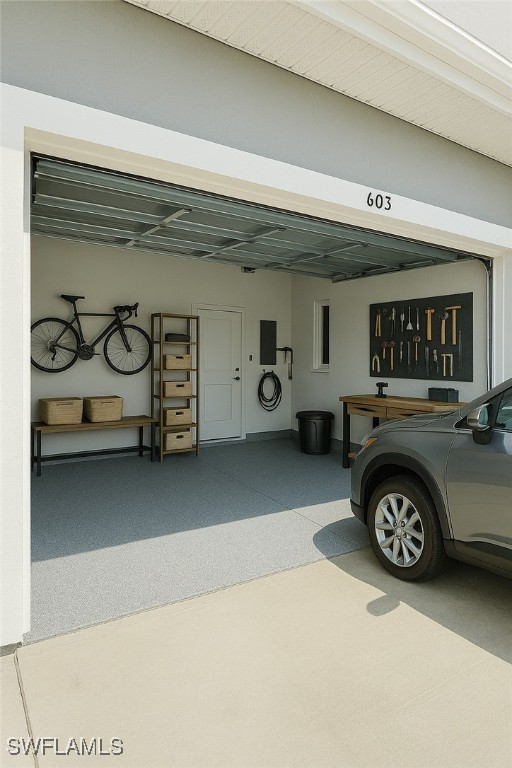 603 Marcella Ter, Labelle, FL 33935 - garage with driveway and electric panel