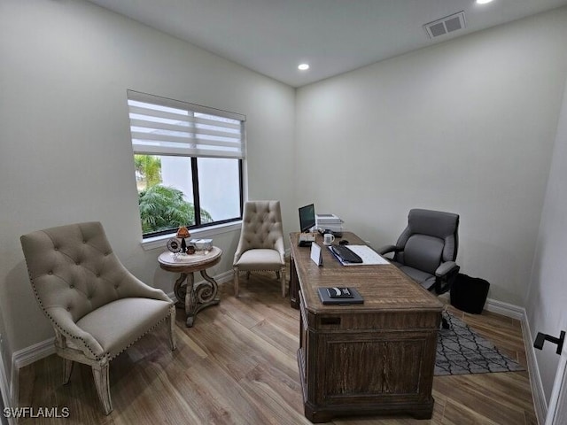 office area featuring wood-type flooring