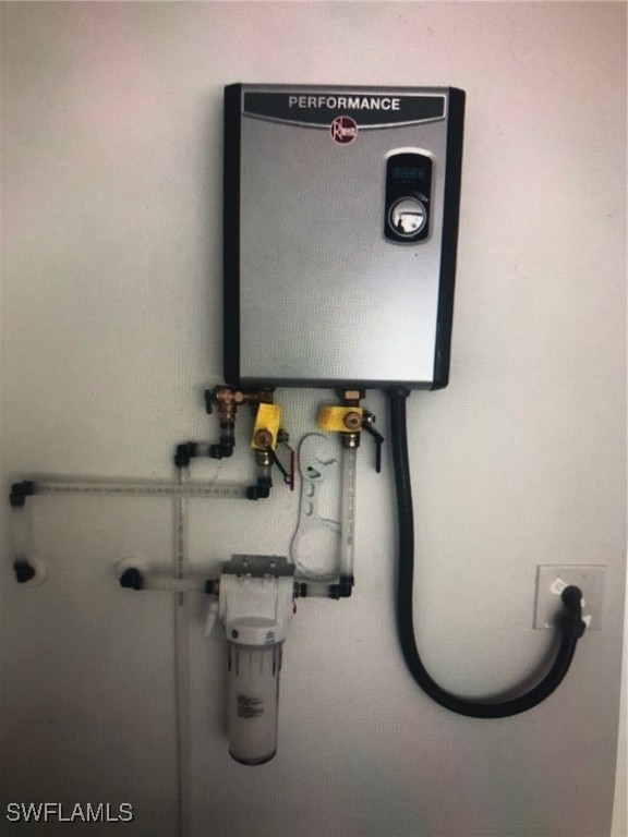 interior space featuring tankless water heater