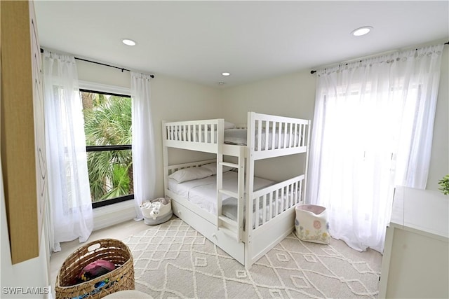 bedroom with recessed lighting