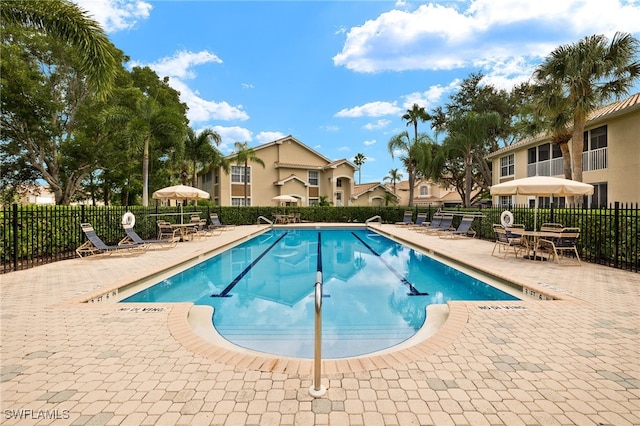 view of pool with a patio area