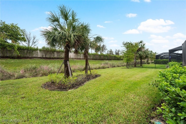 view of yard featuring a lanai