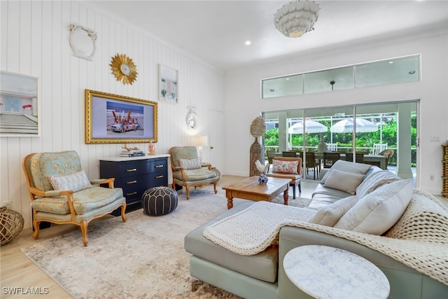 living room with hardwood / wood-style floors