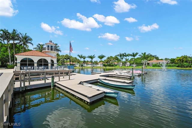 view of dock featuring a water view