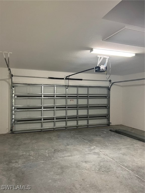 garage with a garage door opener