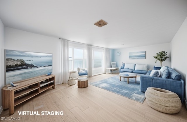 living room featuring light hardwood / wood-style floors