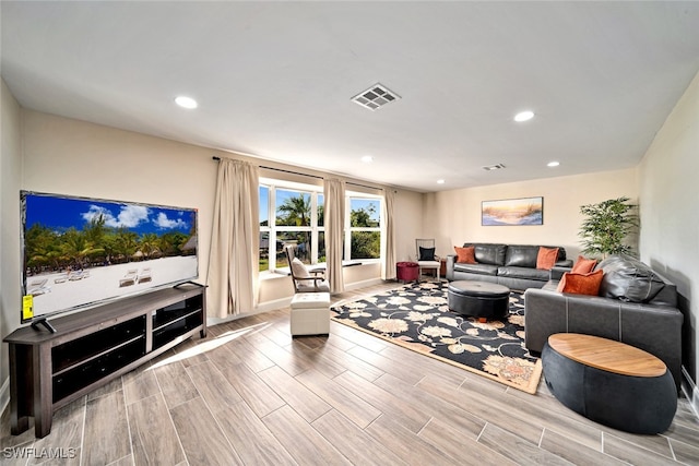 living room with hardwood / wood-style floors