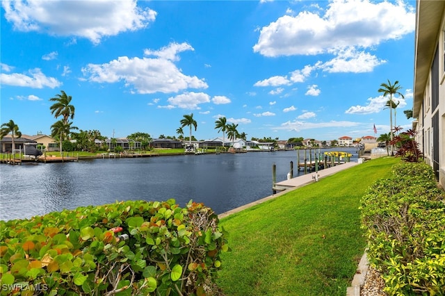 view of water feature featuring a boat dock