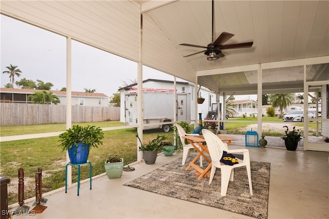 view of patio with ceiling fan