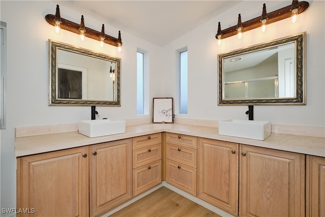 bathroom featuring wood-type flooring and vanity